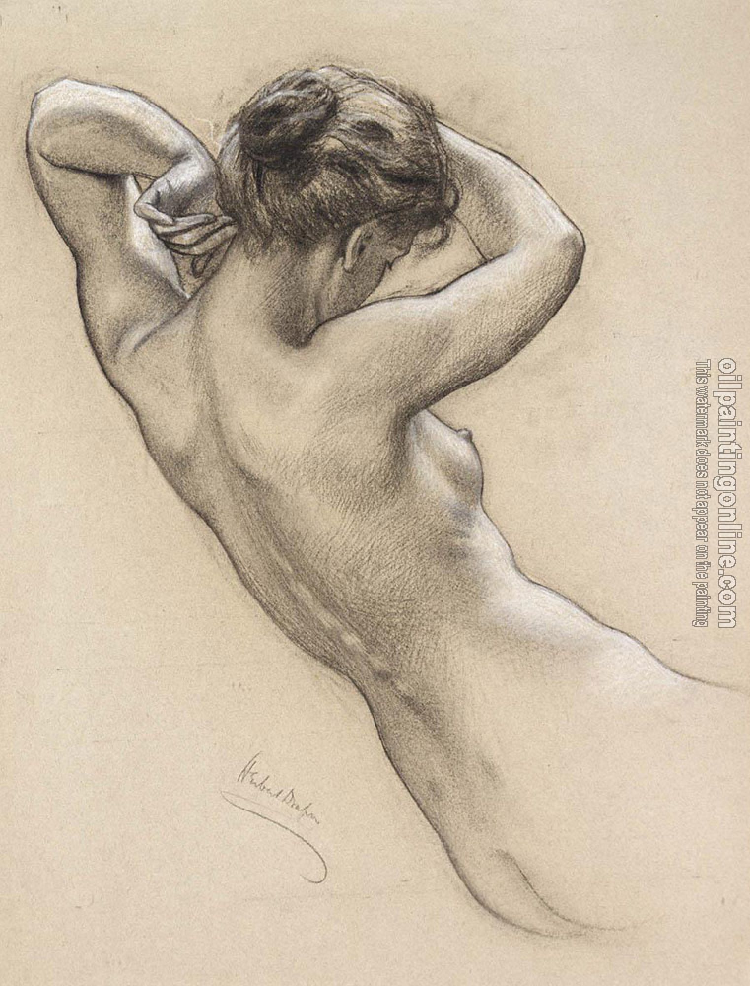 Herbert James Draper - Study of Florrie Bird for a water nymph in Prospero Summoning Nymphs and De